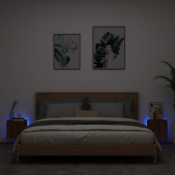 vidaXL N&aacute;stěnn&eacute; TV skř&iacute;ňky s LED 2 ks hněd&yacute; dub 30,5 x 35 x 30 cm