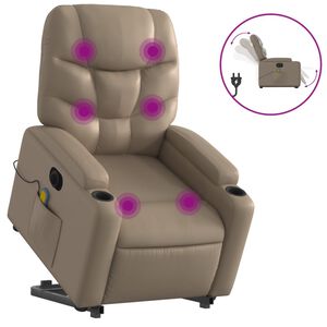 vidaXL Elektrick&eacute; zvedac&iacute; mas&aacute;žn&iacute; polohovac&iacute; křeslo cappuccino koženka