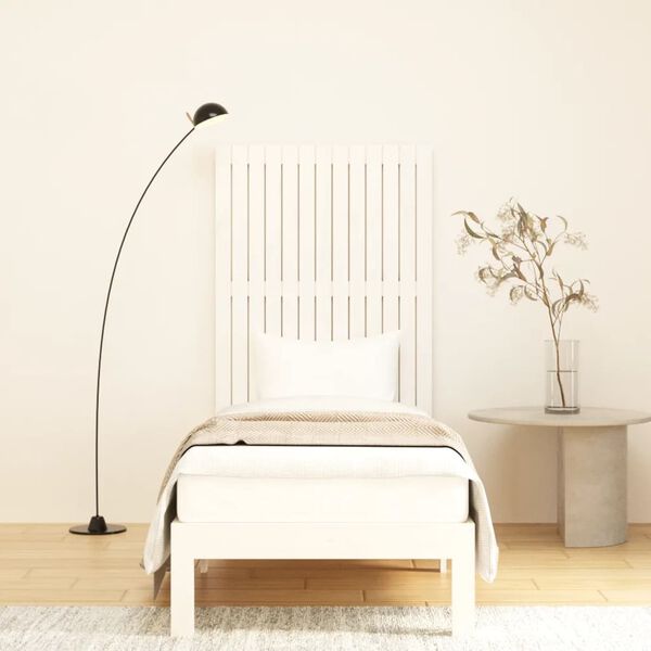 vidaXL Nástěnné čelo postele bílé 82,5x3x110 cm masivní borové dřevo