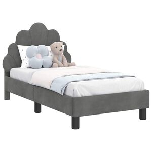 vidaXL R&aacute;m postele pro batole s čelem Tmavě &scaron;ed&aacute; 70 x 140 cm Samet