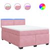 vidaXL Box spring postel s matrac&iacute; růžov&aacute; 160x200 cm samet