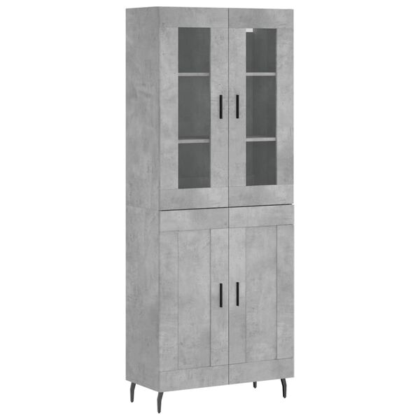 vidaXL Skř&iacute;ň highboard betonově &scaron;ed&aacute; 69,5x34x180 cm kompozitn&iacute; dřevo