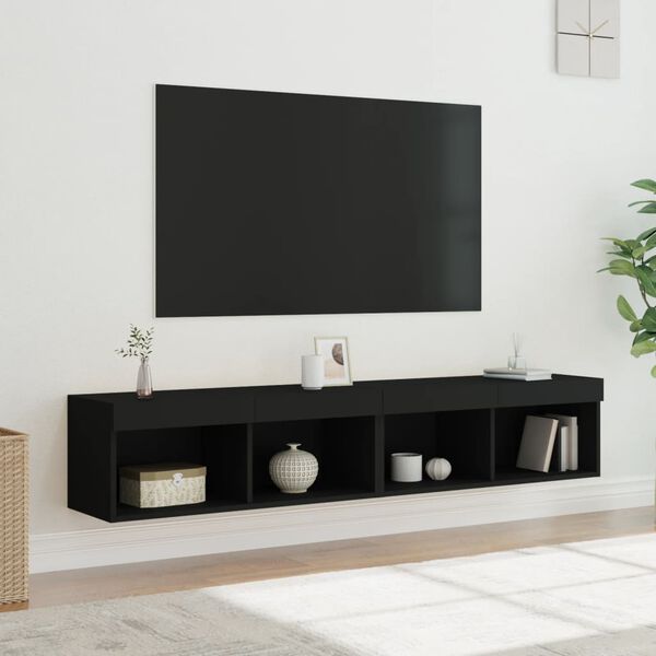 vidaXL TV skř&iacute;ňky s LED osvětlen&iacute;m 2 ks čern&eacute; 80 x 30 x 30 cm