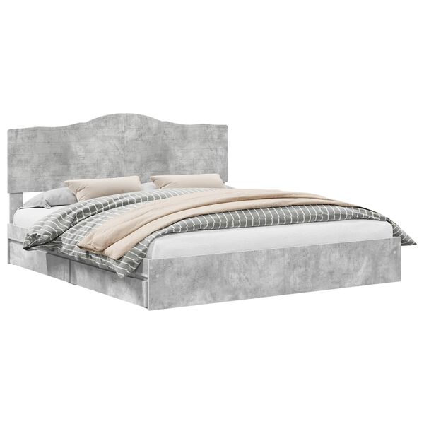 vidaXL Postel s &uacute;ložn&yacute;m prostorem s čelo Betonově &scaron;ed&aacute; 180 x 200 cm