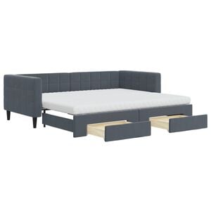 vidaXL V&aacute;lenda s přist&yacute;lkou a z&aacute;suvkami tmavě &scaron;ed&aacute; 90 x 200 cm samet