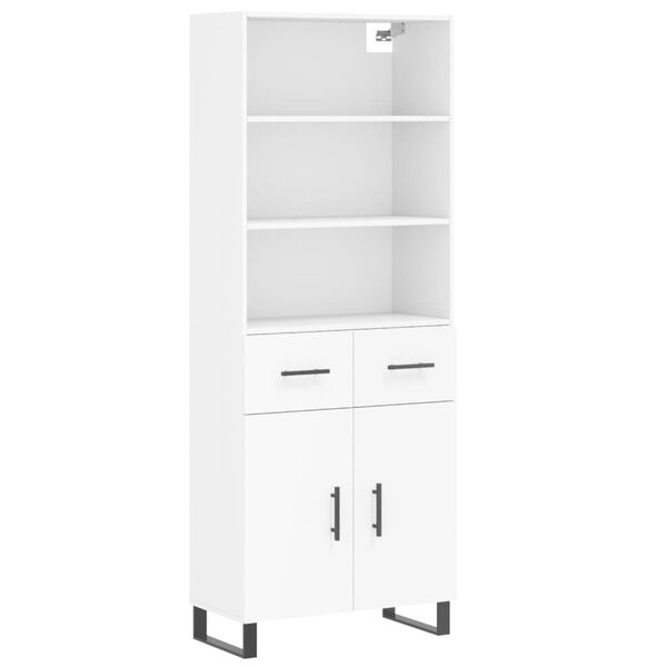 vidaXL Skř&iacute;ň highboard b&iacute;l&aacute; 69,5 x 34 x 180 cm kompozitn&iacute; dřevo