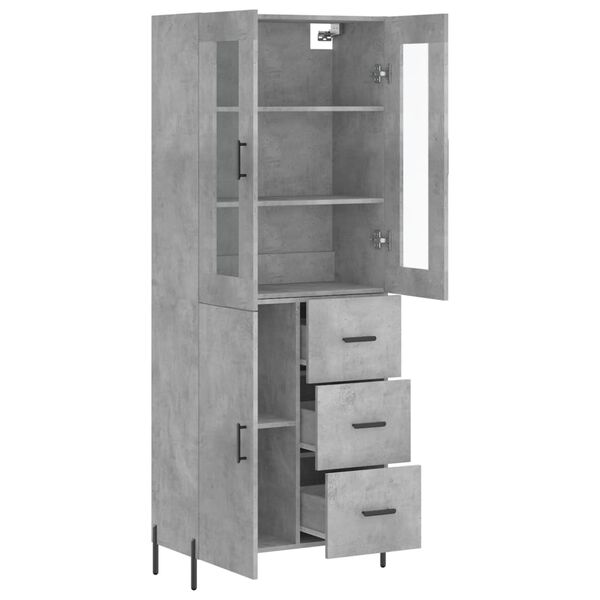 vidaXL Skř&iacute;ň highboard betonově &scaron;ed&aacute; 69,5x34x180 cm kompozitn&iacute; dřevo