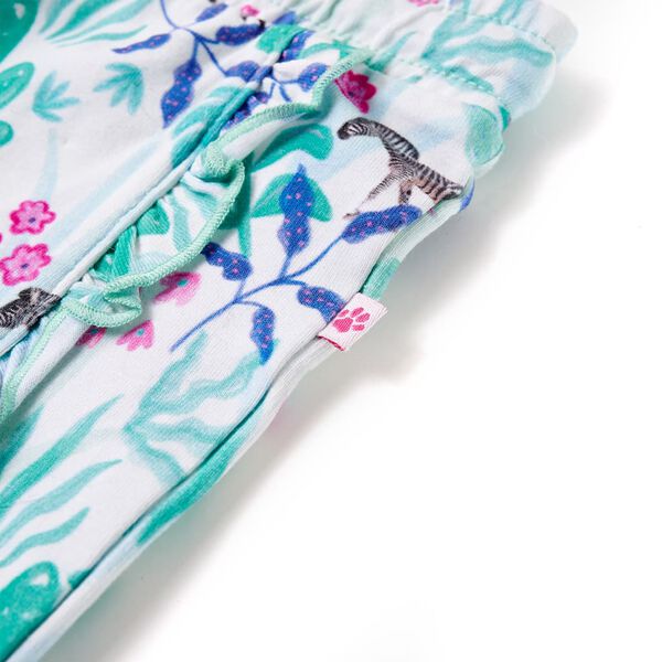 Dětské kraťasy se šňůrkou ecru a tmavě mátové 128