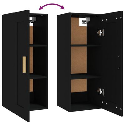 vidaXL Nástěnná skříňka černá 35 x 34 x 90 cm kompozitní dřevo