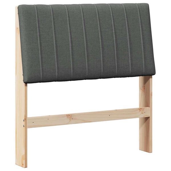 vidaXL Čalouněn&eacute; čelo postele Tmavě &scaron;ed&aacute; 90 cm Masivn&iacute; borov&eacute; dřevo