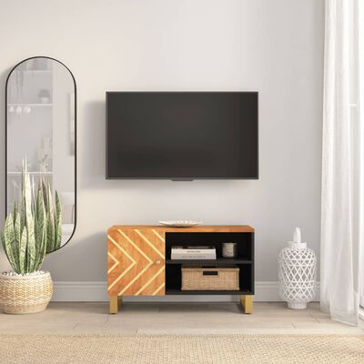 vidaXL TV skříňka hnědá a černá 80 x 31,5 x 46 cm masivní mangovník