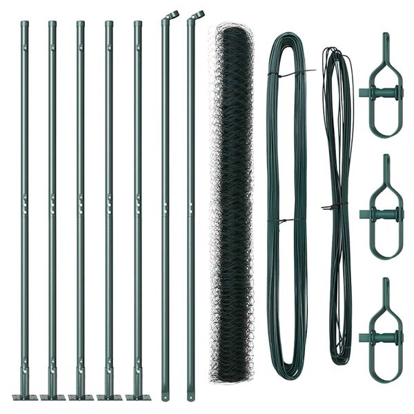 vidaXL Plotov&yacute; sloupek. Zelen&aacute; 10 x 1,5 m (50 mm s&iacute;ť) Ocel a PVC