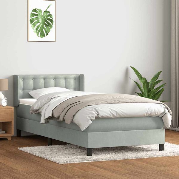 vidaXL Box spring postel s matrac&iacute; světle &scaron;ed&aacute; 80x220 cm samet