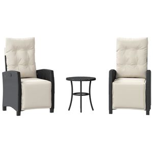 vidaXL 3d&iacute;ln&yacute; bistro set s podu&scaron;kami čern&yacute; polyratan