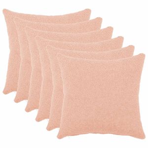vidaXL Povlak na pol&scaron;t&aacute;ř 6 pcs HEERLEN Růžov&aacute; 30 x 30 cm Boucl&eacute;