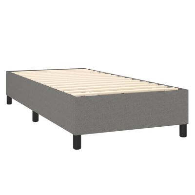 vidaXL Box spring postel s matrací a LED tmavě šedá 90x200 cm textil