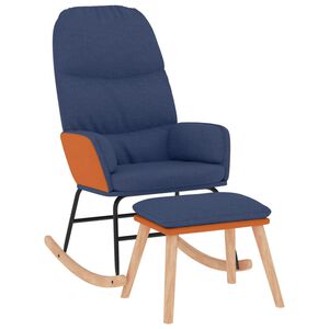 vidaXL Houpac&iacute; křeslo se stoličkou modr&eacute; textil