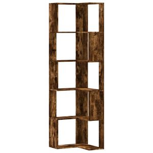 vidaXL Rohov&aacute; 5patrov&aacute; knihovna kouřov&yacute; dub 50 x 50 x 179 cm kompozit