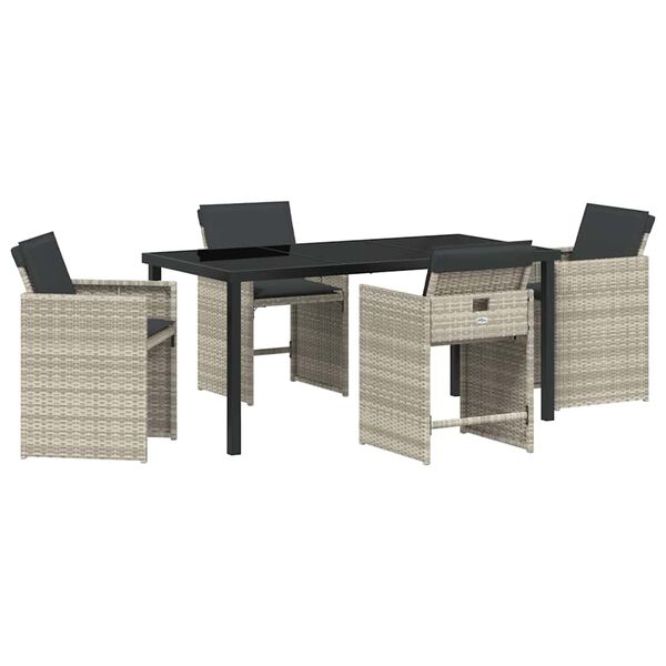 vidaXL Zahradn&iacute; j&iacute;deln&iacute; souprava 5 pcs Světle &scaron;ed&aacute; polyratan