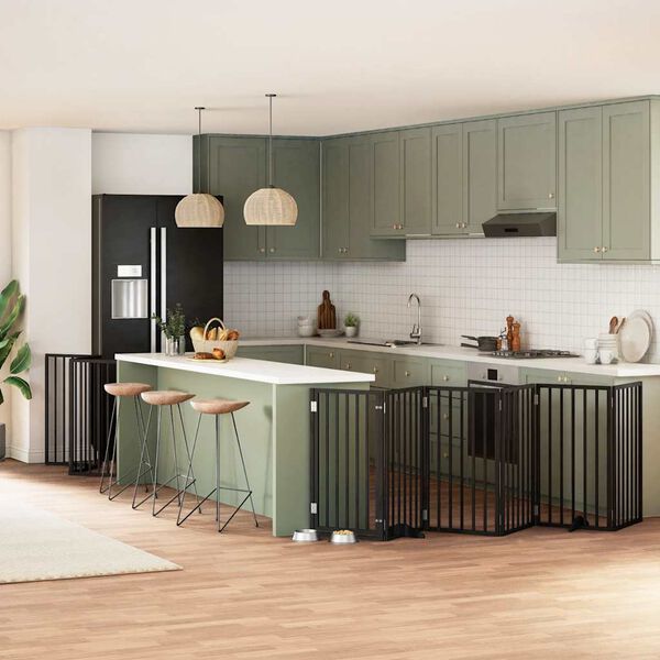 vidaXL Z&aacute;brana pro psy s dv&iacute;řky skl&aacute;dac&iacute; 12 panelů čern&aacute; 600 cm topol