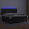 vidaXL Box spring postel s matrac&iacute; a LED čern&aacute; 160x200 cm uměl&aacute; kůže