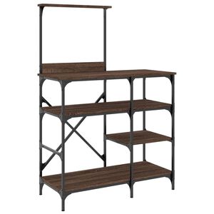 vidaXL Kuchyňsk&yacute; reg&aacute;l hněd&yacute; dub 90x40x132 cm kompozitn&iacute; dřevo a kov
