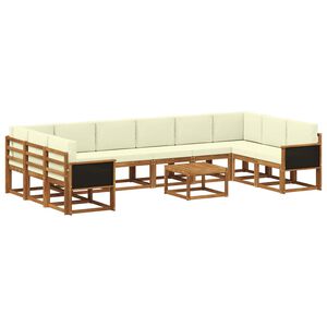 vidaXL Venkovn&iacute; pohovkov&aacute; souprava 11 pcs Přirozen&aacute; a Kr&eacute;mov&aacute;