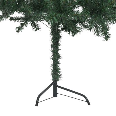 vidaXL Rohový umělý vánoční stromek LED a sada koulí zelený 240 cm PVC