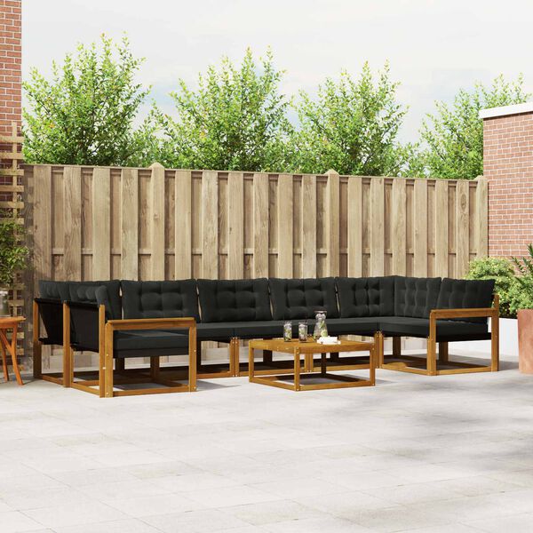 vidaXL Venkovn&iacute; pohovkov&aacute; souprava s pol&scaron;t&aacute;řem 8 pcs Přirozen&aacute; a čern&aacute;