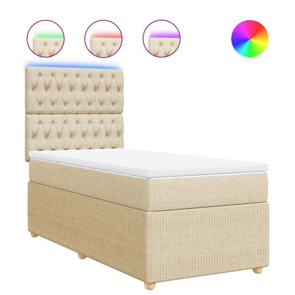 vidaXL Box spring postel s matrac&iacute; kr&eacute;mov&aacute; 90x200 cm textil