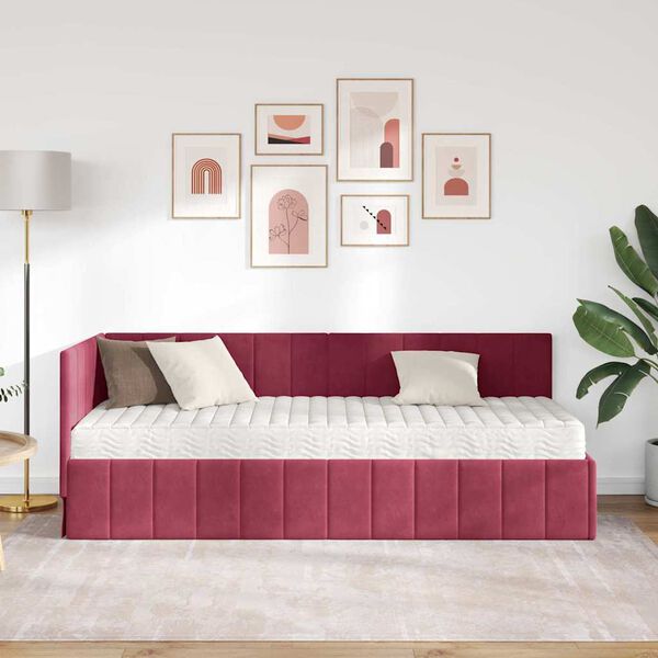 vidaXL Rohov&yacute; r&aacute;m postele s matrac&iacute; s čelo 2 pcs Zelen&aacute; samet