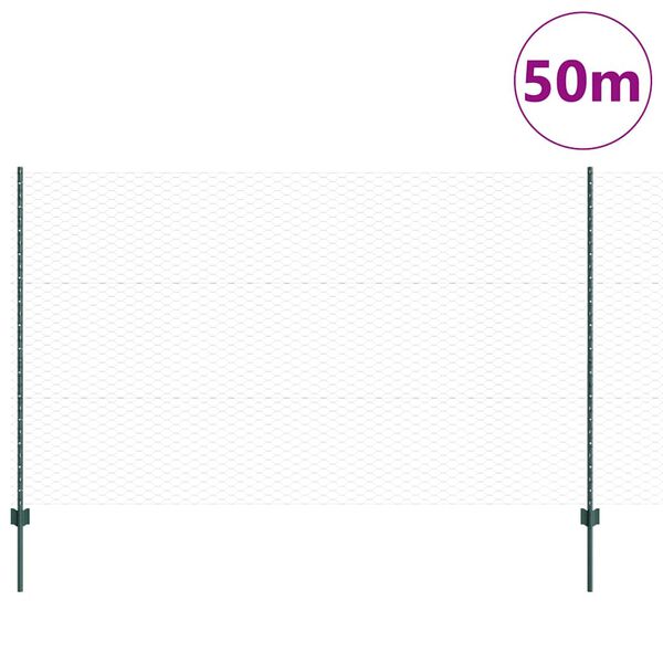 vidaXL Plot s sloupkem Zelen&aacute; 1,4 x 50 m Ocel a PVC