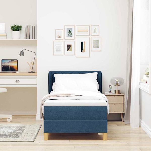 vidaXL Postel s boxspringem s matrac&iacute; s čelo Modr&aacute; 80 x 200 cm textil