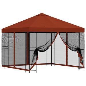 vidaXL Zahradn&iacute; alt&aacute;n se stěnami 3 x 3 m Cihlov&aacute; Polyester a ocel