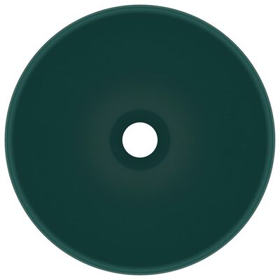 vidaXL Luxusní umyvadlo kulaté matné tmavě zelené 32,5x14 cm keramické