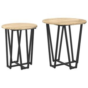 vidaXL Sada odkl&aacute;dac&iacute;ch stolků 2 pcs Sonoma dub a čern&aacute;