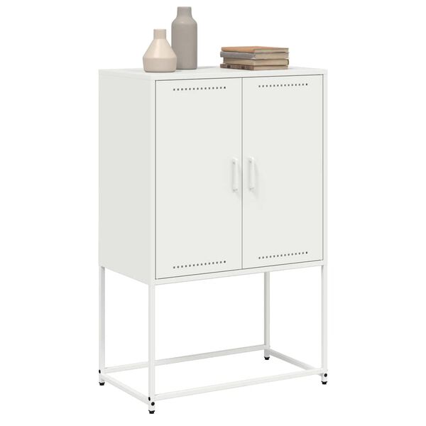 vidaXL Skř&iacute;ň highboard b&iacute;l&aacute; 68,5 x 38,5 x 107 cm ocel