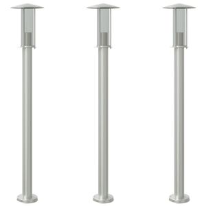 vidaXL Venkovn&iacute; stojac&iacute; lampy 3 ks stř&iacute;brn&eacute; 100 cm nerezov&aacute; ocel