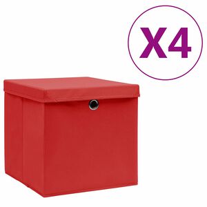 vidaXL &Uacute;ložn&eacute; boxy s v&iacute;ky 4 ks 28 x 28 x 28 cm červen&eacute;