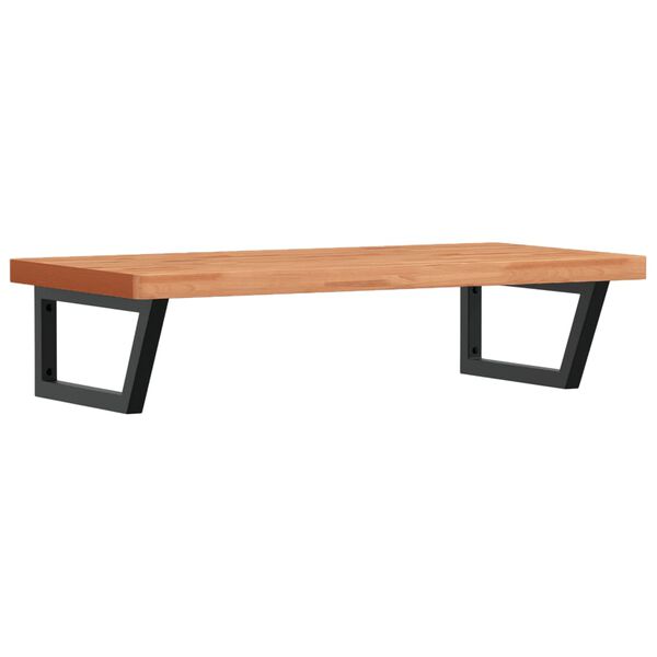 vidaXL Deska pod umyvadlo n&aacute;stěnn&aacute; ocel a masivn&iacute; bukov&eacute; dřevo