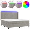 vidaXL Box spring postel s matrac&iacute; a LED světle &scaron;ed&aacute; 180x200 cm samet