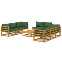 vidaXL 9dílná zahradní sedací souprava zelené podušky masivní dřevo