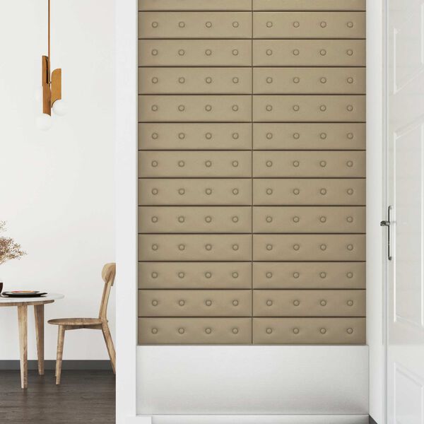 vidaXL N&aacute;stěnn&yacute; čeln&iacute;k 12 pcs Cappuccino 60 x 15 cm Uměl&aacute; kůže