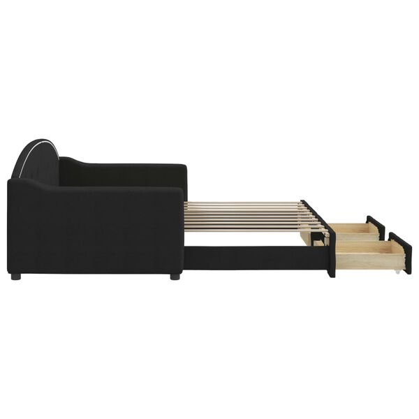 vidaXL V&aacute;lenda s přist&yacute;lkou a z&aacute;suvkami čern&aacute; 90 x 190 cm textil