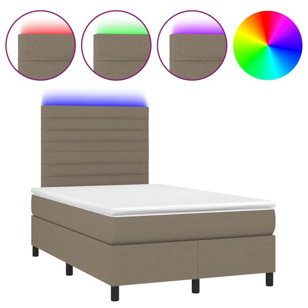vidaXL Box spring postel s matrac&iacute; a LED taupe 120x190 cm textil