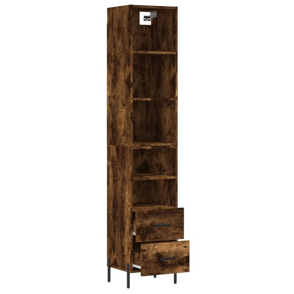 vidaXL Skř&iacute;ň highboard kouřov&yacute; dub 34,5 x 34 x 180 cm kompozitn&iacute; dřevo