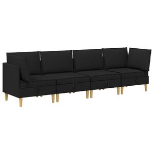 vidaXL Modul&aacute;rn&iacute; pohovka se storage 4 ks Čern&aacute; Textil