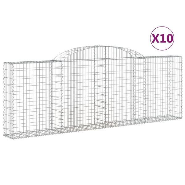 vidaXL Klenut&eacute; gabionov&eacute; ko&scaron;e 10ks 300x30x100/120cm pozinkovan&eacute; železo