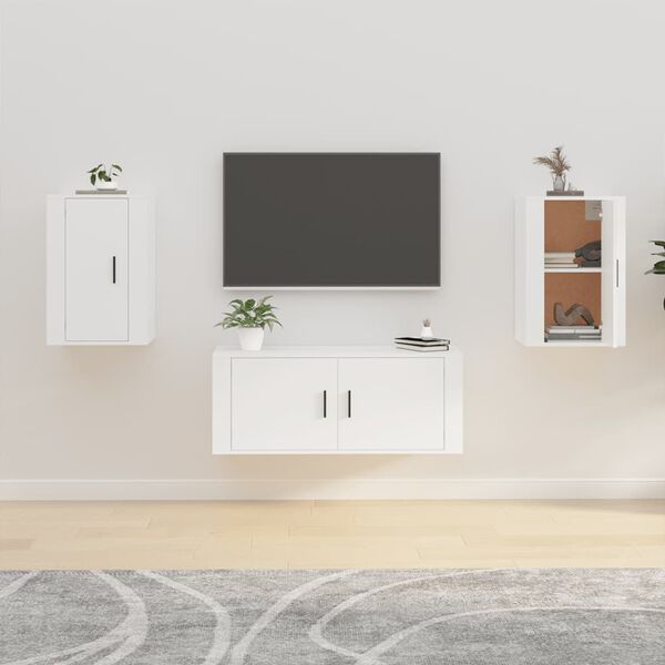 vidaXL Nástěnné TV skříňky 2 ks bílé 40 x 34,5 x 60 cm