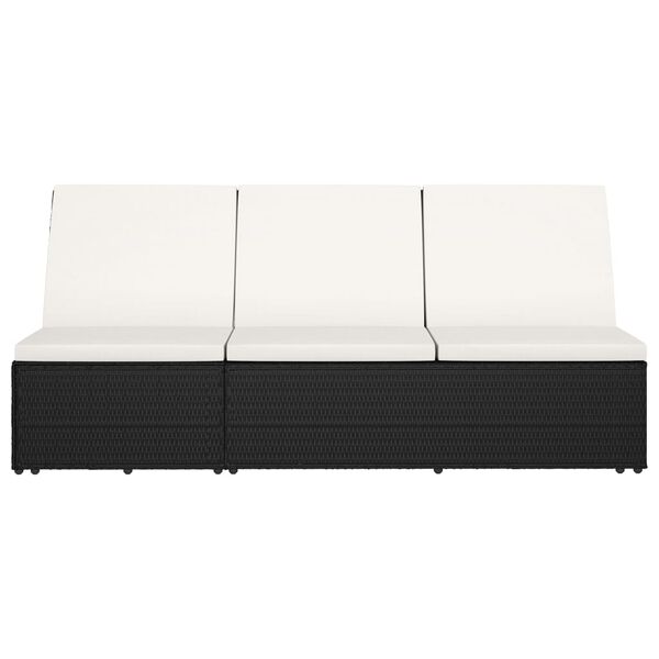 vidaXL Rozkl&aacute;dac&iacute; zahradn&iacute; leh&aacute;tko s podu&scaron;kou polyratan čern&eacute;